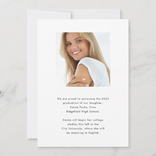 Afstuderen | Slagscript en twee foto's Aankondiging (Achterkant)