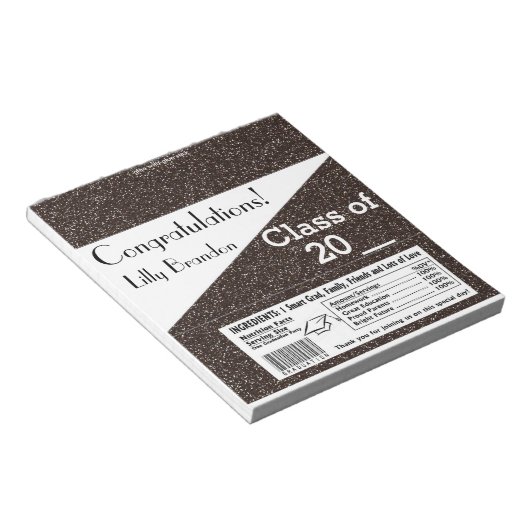 Afstuderen Snoep Bar Wrapper Party Favor Notitieblok (Schuin)