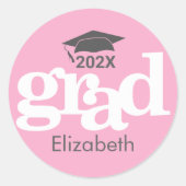 Afstuderen Soft Pink Bold Typografie Eenvoudig Mod Ronde Sticker (Voorkant)