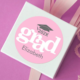 Afstuderen Soft Pink Bold Typografie Eenvoudig Mod Ronde Sticker