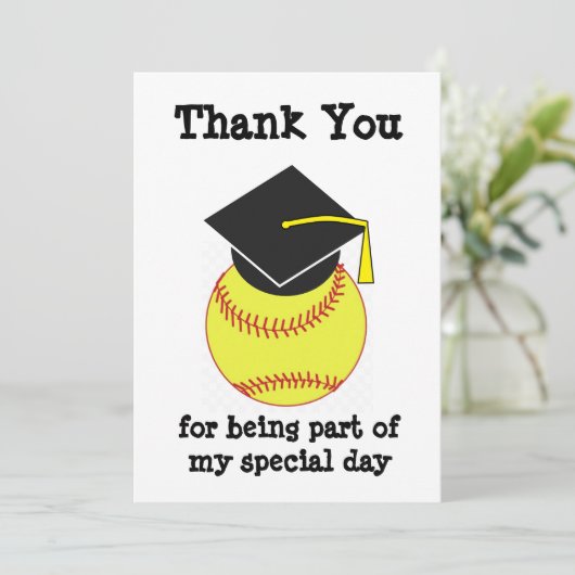 Afstuderen Softball Bedankkaart (Staand voorkant)