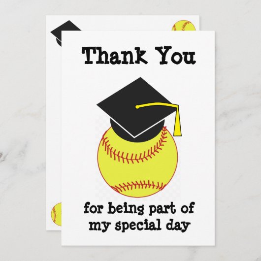 Afstuderen Softball Bedankkaart (Voorkant / Achterkant)