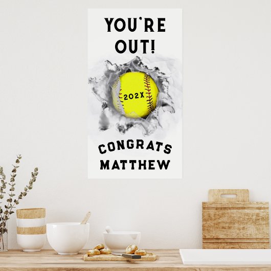 Afstuderen Softball Player Poster (Keuken)
