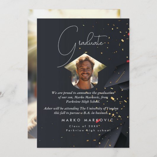 Afstuderen Son I Grey Aankondiging (Voorkant / Achterkant)