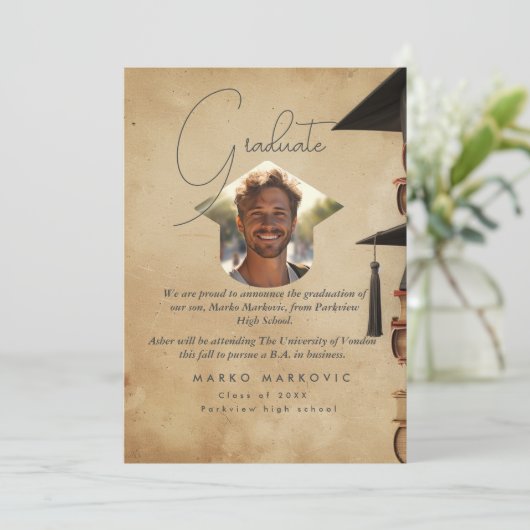 Afstuderen Son I Rustiek Aankondiging (Staand voorkant)