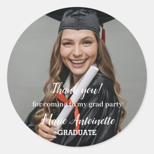 Afstuderen Sophisticate Dank u Foto Ronde Sticker (Voorkant)