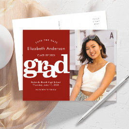 Afstuderen sparen datumfoto gewaagde typografie op uitnodiging briefkaart