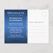 Afstuderen Sparen de Datum Chic Blauw Pet van het  Aankondigingskaart (Achterkant)