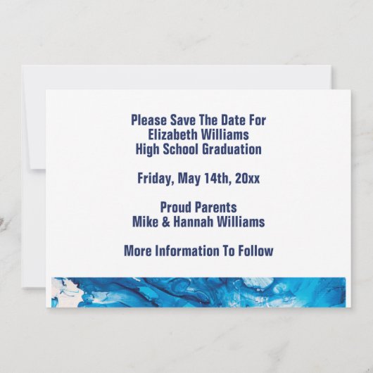 Afstuderen sparen de Datum Eenvoudige Legante Wate Save The Date (Achterkant)