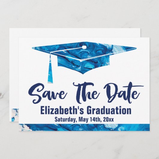 Afstuderen sparen de Datum Eenvoudige Legante Wate Save The Date (Voorkant / Achterkant)