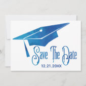 Afstuderen sparen de Datum Eenvoudige Moderne Blau Save The Date (Voorkant)