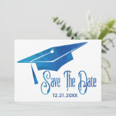 Afstuderen sparen de Datum Eenvoudige Moderne Blau Save The Date (Staand voorkant)