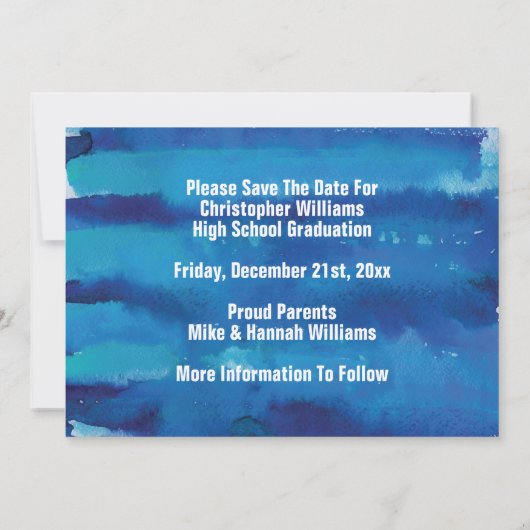 Afstuderen sparen de Datum Eenvoudige Moderne Blau Save The Date (Achterkant)