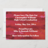 Afstuderen sparen de Datum Eenvoudige Moderne Rode Save The Date (Achterkant)