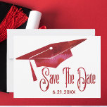 Afstuderen sparen de Datum Eenvoudige Moderne Rode Save The Date<br><div class="desc">Prachtige,  eenvoudige moderne afstuderen bespaart de datumkaart die naar familie en vrienden moet worden gestuurd. Met een schaaldop met rode waterverf. Geweldige moderne en eenvoudige kaart om een datum voor een afstuderen op te slaan.</div>