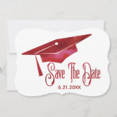 Afstuderen sparen de Datum Eenvoudige Moderne Rode Save The Date (Voorkant)