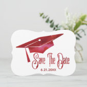 Afstuderen sparen de Datum Eenvoudige Moderne Rode Save The Date (Staand voorkant)