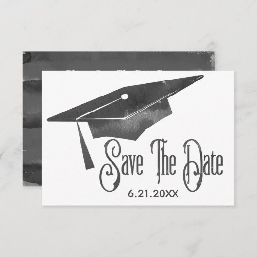 Afstuderen sparen de Datum Eenvoudige Moderne Zwar Save The Date (Voorkant / Achterkant)