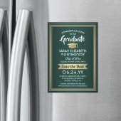 Afstuderen Sparen de Datum Elegant Groen Goud Magnetische Uitnodiging