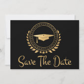 Afstuderen sparen de Datum Gold Emblem Afstudeerde Save The Date (Voorkant)