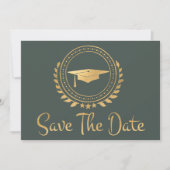 Afstuderen sparen de Datum Gold Emblem Afstudeerde Save The Date (Voorkant)