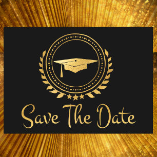Afstuderen sparen de Datum Gold Emblem Afstudeerde Save The Date