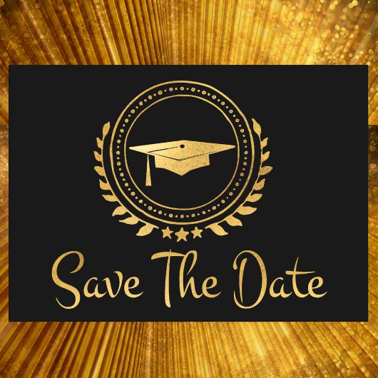 Afstuderen sparen de Datum Gold Emblem Afstudeerde Save The Date