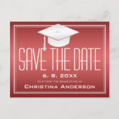 Afstuderen Sparen de Datum het Pet van het Rode Wi Aankondigingskaart (Voorkant)