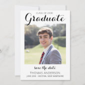 Afstuderen sparen de Datum Moderne Afstuderen Foto Aankondiging (Voorkant)