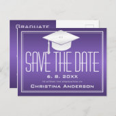 Afstuderen sparen de Datum Paarse het Pet van het Aankondigingskaart (Voorkant / Achterkant)
