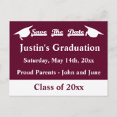 Afstuderen Sparen de Kaart van de Datum met Maroon (Voorkant)