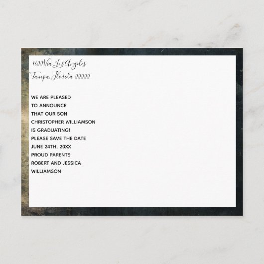 Afstuderen sparen de lichte brieven van het Theate Aankondigingskaart (Achterkant)