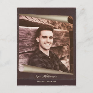 Afstuderen Sparen de Pagina Rustic van de Foto van Uitnodiging Briefkaart