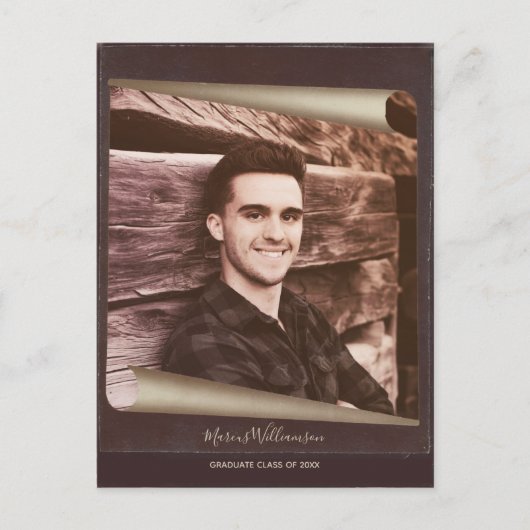 Afstuderen Sparen de Pagina Rustic van de Foto van Uitnodiging Briefkaart (Voorkant)