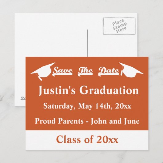 Afstuderen sparen de Sinaasappel van de Kaart van  (Voorkant / Achterkant)