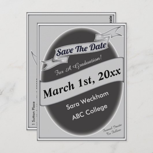 Afstuderen sparen het Briefkaart van de Datum (Voorkant / Achterkant)