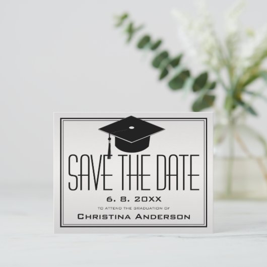 Afstuderen sparen het Pet Silver van het Afstudeer Aankondigingskaart (Staand voorkant)