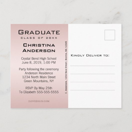 Afstuderen sparen het Pet van het Afstudeerder van Aankondigingskaart (Achterkant)