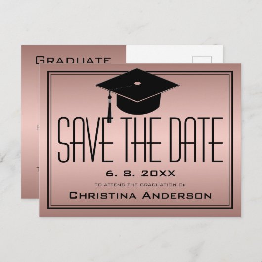 Afstuderen sparen het Roos van het Pet van het Afs Aankondigingskaart (Voorkant / Achterkant)