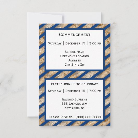 Afstuderen Sparkle Stripes Blauw Afstuderen Aankondiging (Achterkant)