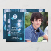 Afstuderen Sparkles Photo Invitation Kaart (Voorkant / Achterkant)