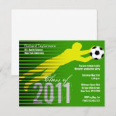 Afstuderen Sport Party Invitation Soccer Kaart (Voorkant / Achterkant)