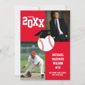 Afstuderen sport Rood Foto aankondiging honkbal (Voorkant)
