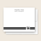 Afstuderen Sportieve Strepen Zwart & Wit Bedankkaart