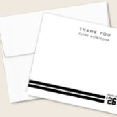 Afstuderen Sportieve Strepen Zwart & Wit Bedankkaart