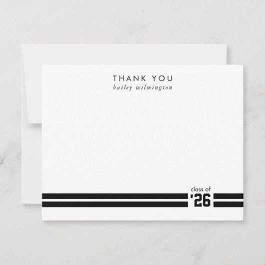Afstuderen Sportieve Strepen Zwart & Wit Bedankkaart (Voorkant)