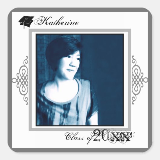 Afstuderen Square Sticker Foto toevoegen 1 (Voorkant)