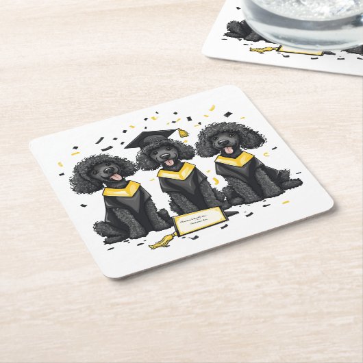 Afstuderen Standaard Poedelhonden Kartonnen Onderzetters (Schuin)