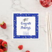 Afstuderen Stars Brush Script Royal Blue Servet (Insitu)