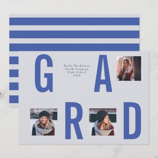 Afstuderen Start 3 Foto Collage Blue Kaart (Voorkant / Achterkant)